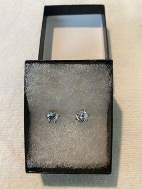Sterling Silver Clear Cubic Zirconia Stud Earrings - Clear